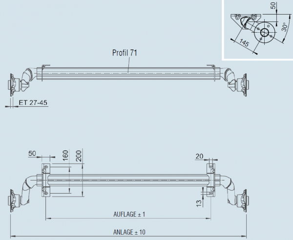 Achse ungebremst 750kg; Typ: 700-5; Alko