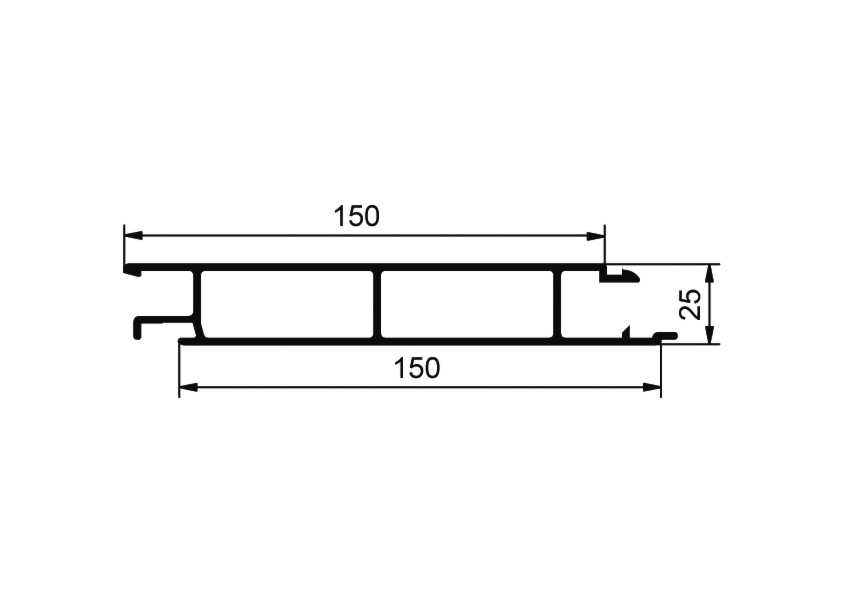 Mittelprofil Eurolock 150mm, eloxiert, pro lfm