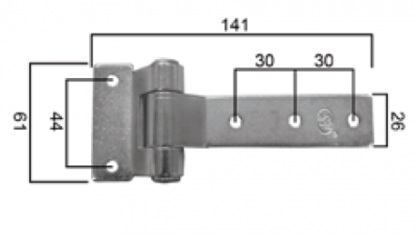 Scharnier verzinkt 141x61mm