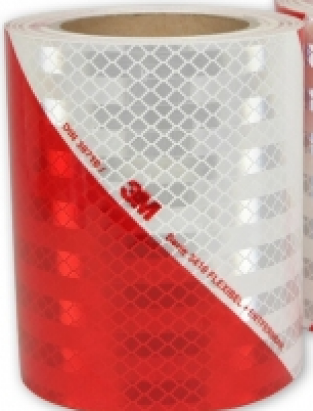Reflektorfolie rechts rot/weiß per lfm