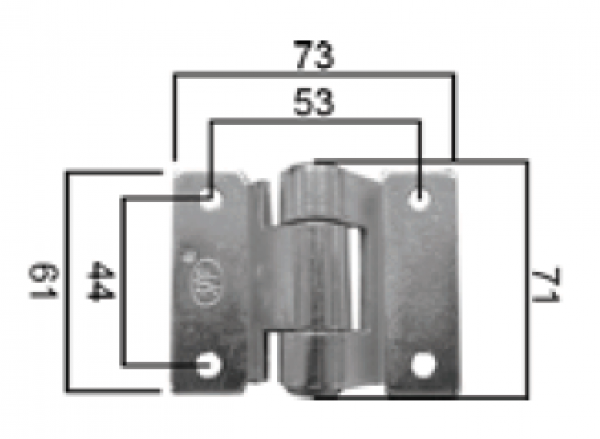 Scharnier verzinkt 73x61mm