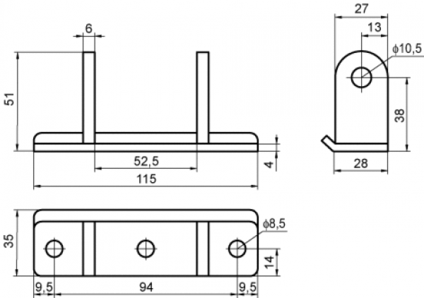 Scharnier 280mm Niro