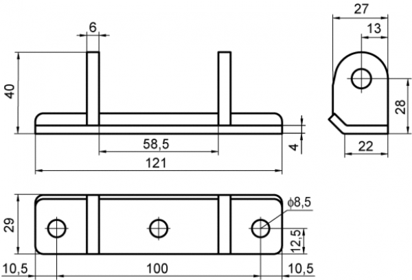 Scharnier 220mm Niro