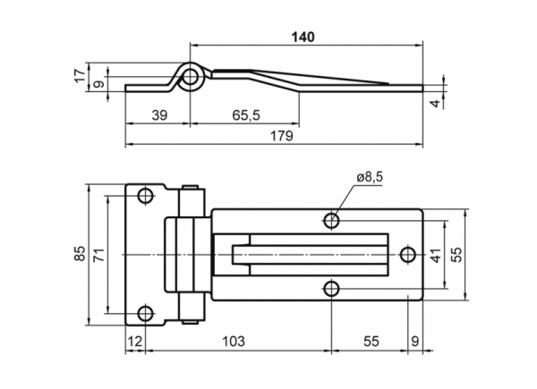 Türscharnier 140mm Niro