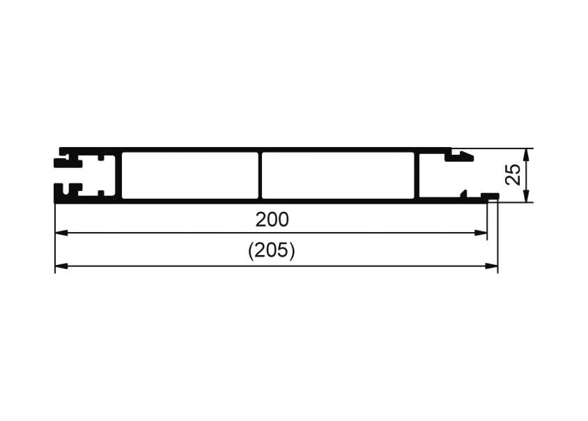 Unteres Pr. Dichtung Eurolock 200mm, eloxiert, pro lfm