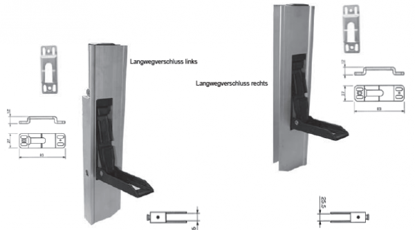 Langwegverschluss mit Ausnehmung links für Gegenhalter