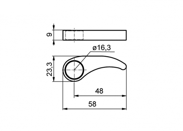 Schließhaken o16x9mm, Niro