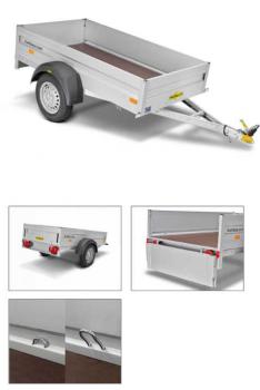 Tieflader einachsig 2050x1310x350mm, 750kg, ungebremst, Aluminium, HA752113KV, Aufsatzbordwände, Flachplane