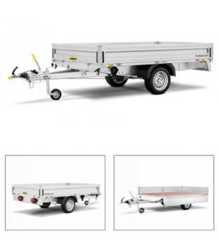 Hochlader einachsig 2650x1650x300mm, 1300kg, gebremst, Aluminium, HN132616, Aufsatzbordwände, Flachplane