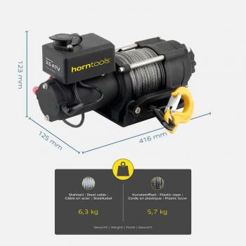 Seilwinde 12V, 1600kg Zugkraft, mit Stahlseil