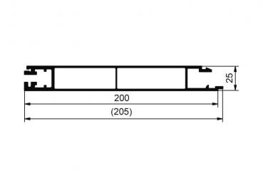 Unteres Pr. Dichtung Eurolock 200mm, eloxiert, pro lfm
