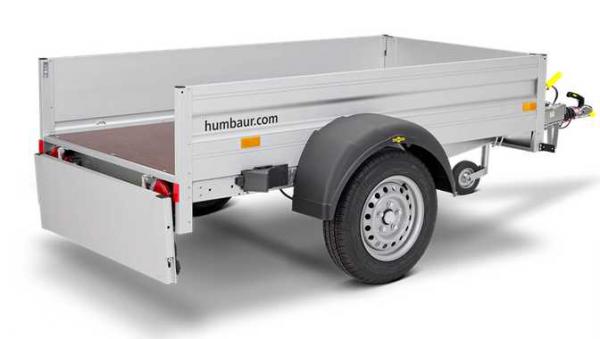 Tieflader einachsig 2050x1100x350mm, 1000kg, gebremst, Aluminium, HA102111FS, Aufsatzbordwände, Flachplane
