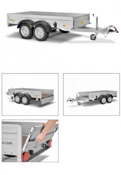 Tieflader zweiachsig, 3030x1500x350mm, 2500kg, gebremst, Aluminium HA253015, Aufsatzbordwände, Flachplane