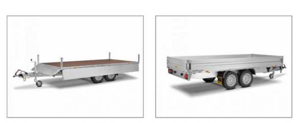 Hochlader zweiachsig 3100x1850x350mm, 3000kg, gebremst, Aluminium, HT303118, Rampenschacht, Rampen