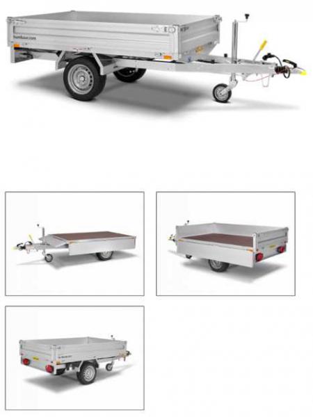 Hochlader einachsig, 2300x1400x300mm, 750kg, ungebremst, Aluminium HU752314, + Aufsatzwände + Flachplane