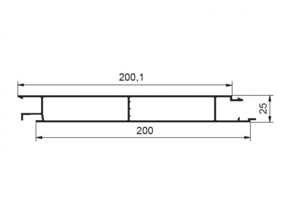 Mittelprofil Eurolock 200mm, Eloxiert, pro lfm