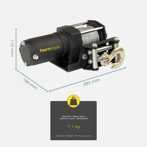 Seilwinde 12V, 900kg Zugkraft